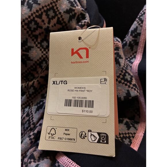 Kari Traa Leggings XL Rise High Waist Roy New Pink Blue Base Layer Knit - Picture 3 of 9